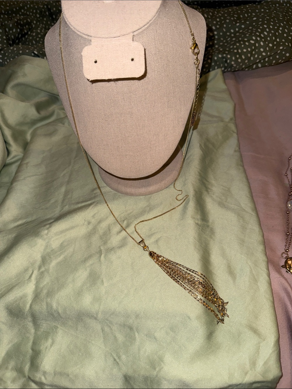 Source Unknown Gold Multi-Strand Tassel Necklace